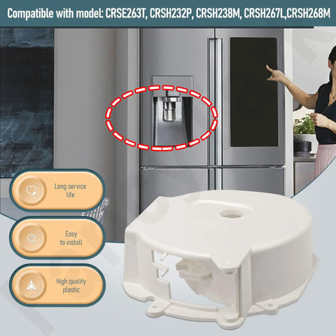 Smooth Sailin Fridge Ice Crusher Housing Replacement Part Works Perfect With Frigidaire Electrolux Kenmore, white plastic housing part.