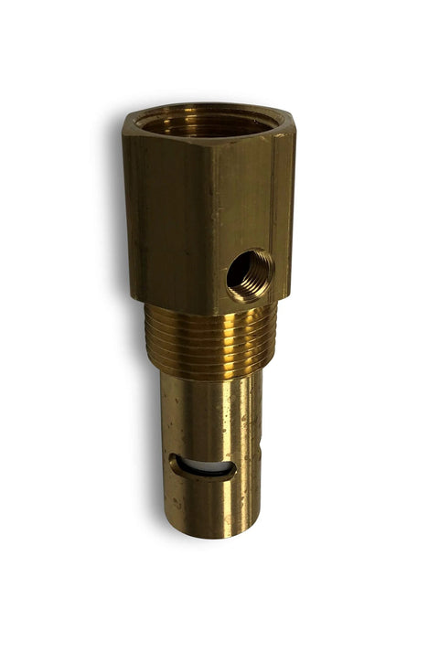 Brass air compressor check valve, 3/4 in x 3/4 in, side-view with threaded side port