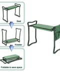 Gardening Kneeler Folding Seat 2 In 1 Grab And Go Garden Bench Lightweight Stool With 2 Tool Pouches display of seat, kneeler, foldable feature.