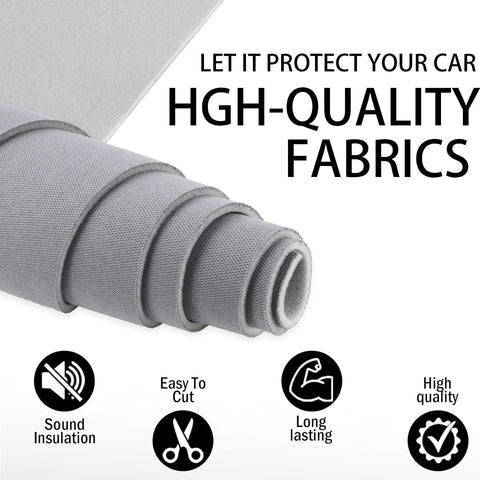 Rolled Kefly gray mesh headliner fabric with foam backing, 54 × 60 inches, auto interior roof replacement.