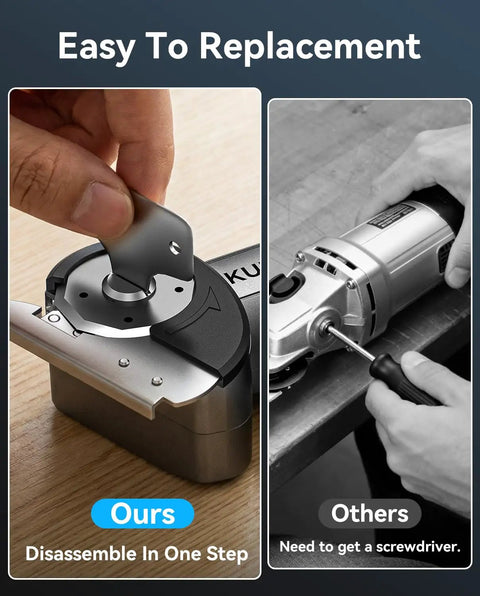 Get Electric Box Cutter At 320Rpm Speed demonstrating easy blade replacement and ergonomic design for quick tasks.
