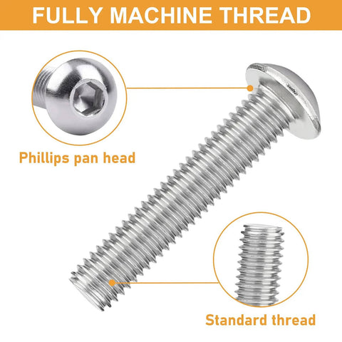M8 Button Head Socket Cap Screws Kit 16 20 25 30 40mm Lengths 1.25mm Pitch Internal Hex Drive 5mm Allen Includes Washers Nuts
