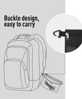 Grab-And-Go Water-Resistant Zipper Pouch Set mesh bag attached to backpack for easy carrying, black medium size.
