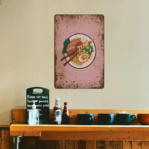Dope Tonkotsu Noodles Themed Wall Art For Kitchen And Office, Funny Food Sign, Vintage Pewter Metal Wall Denoter