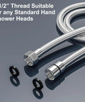 Extra Long 79 Inch Stainless Steel Shower Hose For Handheld Shower Heads with G1/2 Standard Interface on gray background