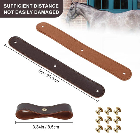 18 Piece Breakaway Halter Replacement Straps Set Leather Replacement Straps For Horse Halters Repair Kit brown straps with screws