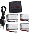 4 Pack 3.7V 500mAh LiPo Batteries With MX2.0 Plug And 4 Port USB Charger Box For Q9S Syma X5C X5 RC Drones