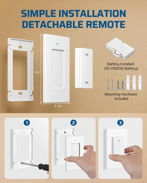 Installation guide for Remote Control Light Socket With Wireless Switch for Ditching The Pull Chain, showing wall mount.