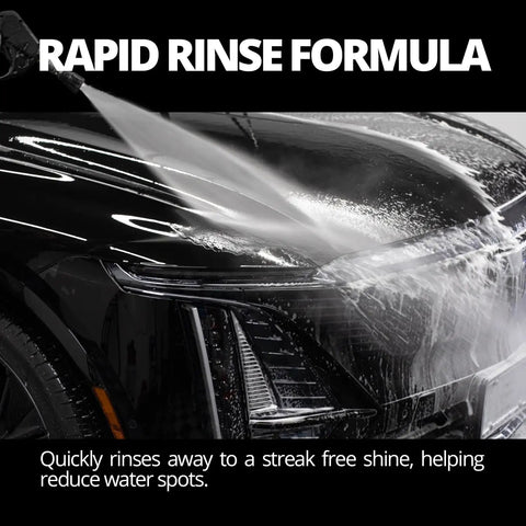 High Foam Vehicle Shampoo With Maximum Suds PH Neutral Car Wash Soap For Ceramic Coatings Citrus Scent Ceramic Safe No Brainer Rapid Rinse Formula For Foam Cannon Or Two Bucket Wash 32 Oz Bottle rinsing black car hood