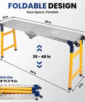 Image of Heavy Duty Folding Workbench 65 Inch Welding Table Hauls 1500 Lbs With adjustable height and foldable design.