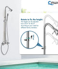 Polished Chrome Outdoor Shower Kit With Handheld Sprayer Wall Mount Double Cross Handles Adjustable Slide Bar And Dual Function