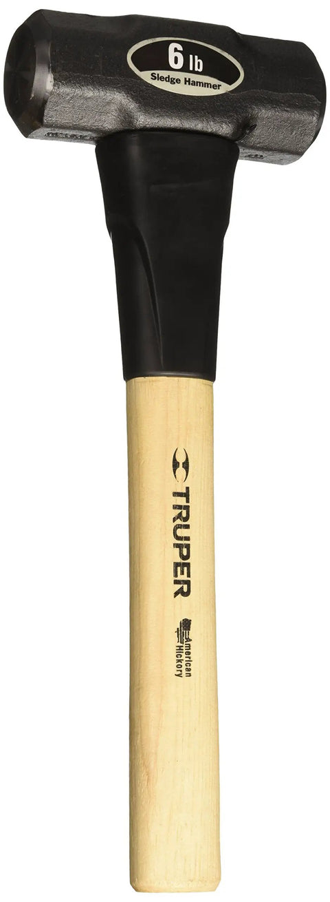 6 Pound Sledge Hammer With 16 Inch American Hickory Handle Double Faced Forged Steel Head Heavy Duty Demolition And Construction Tool Model MD 6H 16 33186