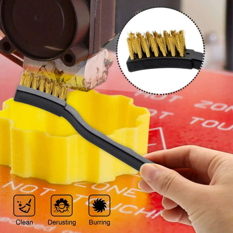Using a copper wire cleaning brush from Nozzle Cleaning Kit For 3D Printers With Brush And Pro Tools on a 3D printer hotend.