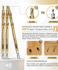 Pocket Hole Jig Kit For Precision Woodworking With Detachable Vacuum Adapter Pro Grade Metal Pocket Screw System Titanium Drill Bits Three Pack At Three Eighths Inch Ultra Sharp And Durable Fits Wood Thickness From One Half Inch To Three And One Eighth featuring comparison of titanium drill bits