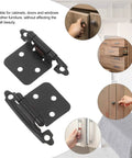 Black Overlay Cabinet Door Hinges 6 Pack Self Closing Flush Face Mount Kitchen Cupboard Hinges For Soft Close Heavy Duty