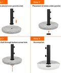 Ultra Sturdy Heavy Duty Granite Umbrella Stand For Outdoor Tables And DIY Projects Adjustable Post Clamp Fits One Point Three To Two Inches Stone Base Holder For Cement And Granite Boards assembly steps