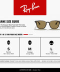 RB4258F Square Sunglasses With Light Havana Frame And Brown B15 Lenses 52mm size guide chart showing fit options.