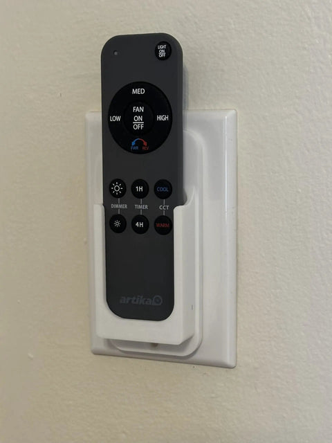 Wall Mount Remote Holder For Ceiling Fan Remotes REM-ARTC-1 REM-ARTC-2 with easy install on white rocker switch mount