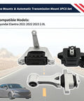 Engine Mounts And Automatic Transmission Mounts Three Piece Set For Hyundai Elantra 2021 2022 2023 2.0L, silver and black mounts