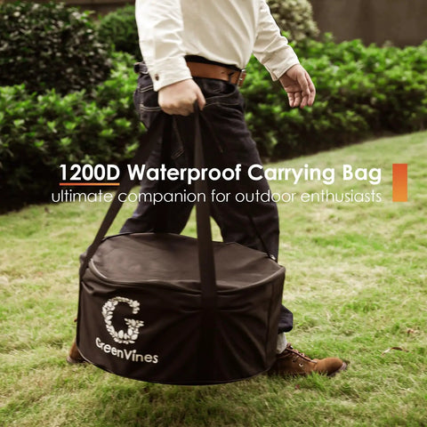 Smokeless Fire Pit 19 Inch Made From 304 Stainless Steel Portable Outdoor Fire Pit with carrying bag on grass