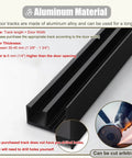 Black Mirrored Door Track Kit For Invisible Sliding Doors With Soft Close Rollers Concealed Barn Hardware Aluminum Material