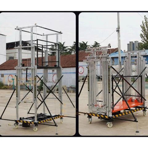 Beefy Electric Scaffolding Lift Platform Heavy Duty Galvanized Steel Mobile Aerial Work Cart with smooth rolling swivel casters.