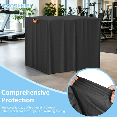 Heavy Duty Waterproof Leg Extension And Curl Machine Cover For Home Gym 420D Dustproof Adjustable Bench Shield Fits Leg Press Equipment Black 51 Inch Long 44 Inch Wide 32 Inch High shown in a gym setting