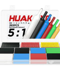 Hefty 365 Piece 5 To 1 Heat Shrink Tubing Kit Double Adhesive Lined with various colors and sizes for marine and automotive use.