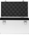 Interior view of Kickass Aluminum Toolbox With Deadbolt Lock And Shock Absorbing Foam Lining Smooth Portable Hardware Case.