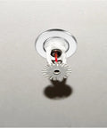 18 Piece Heavy Duty Metal Sprinkler Escutcheon Plates Ceiling Fire Sprinkler Trim Ring Covers showing installed sprinkler head and trim ring.