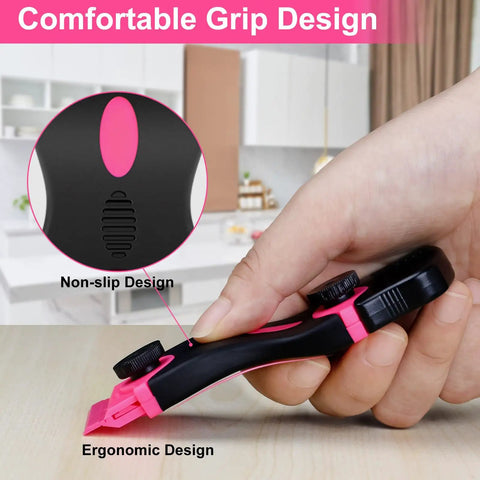 Pink Razor Scraper 2 In 1 Tool Set With 20 Razor Blades ergonomic design and non-slip grip showcased up close