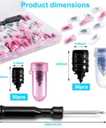 Self Service Emergency Tire Repair Kit With 60 Rubber Nail Plugs And Screwdriver, Tubeless Tire Plug Set, shown with dimensions.