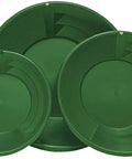 Green pans from Dual-Sided Gold Panning Kit With Vanishing Riffles For Maximum Gold Recovery, 3-Piece Set