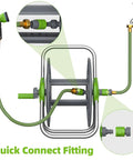 Wall Mounted Garden Hose Reel Cart Holds 65 To 100 Ft Of 5/8 Inch Hose Green Portable Hose Reel With Quick Connect Fittings