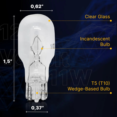 Low Voltage Landscape T5 Wedge Bulbs 12V 11W Pack Of 10 Clear For Malibu Lights Garden Deck Yard Lighting Easy Install diagram