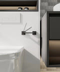 Matte Black Toilet Paper Holder Towel Ring Bathroom Accessories Hardware Set With Double Post Pivoting Roll Holder