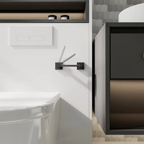 Matte Black Toilet Paper Holder Towel Ring Bathroom Accessories Hardware Set With Double Post Pivoting Roll Holder