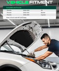 Mechanic installing Porsche Front Hood Lift Supports Set Of 2 Direct Fit Gas Struts Replacement For 911 2006 2013 Boxster 2005 2012