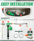 Installation diagram of 3 Inch Flush Valve Repair Kit For Most One Piece Toilets Replacement Parts With Adjustable G1 Half Inch Fill Valve