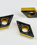 Carbide Inserts For Steel CNC Turning Semi Finish Set Of 10 DCMT21.51 With 1/4 In IC 0.094 In Thickness 0.016 In Radius And 7 Deg Relief