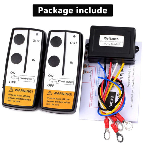 12 To 24V Wireless Winch Remote Control Kit For Cars Trucks Jeeps ATVs And SUVs With Twin Remotes 100 Foot Range Built To Handle Tough Jobs Simple Install On Off Switch, twin remotes and receiver