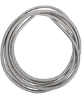 Heavy Duty Stainless Steel Bendable Conduit Sleeve for Weatherproof Cable Management coiled in silver, designed for secure wire protection.