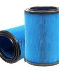 2 Pack 3 Layer VF5000 Replacement Filter For 5 To 20 Gallon Wet Dry Vacuums, pleated design shown in blue cylindrical shape
