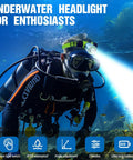 Scuba diver using Beast Dive Light Headlamp For Underwater Adventures With 3 Modes LED Scuba Flashlight IPX8 Waterproof To 30 Meters
