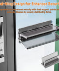 Two Pack Sliding Door Lock For Child Safety On Sliding Glass Doors And Windows With Extra Strong Adhesive And Easy No Tools Required For Peace Of Mind Heavy Duty Security, dual-wing design close-up