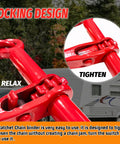 Close-up of locking design on Beefy Heavy Duty Ratchet Chain Binder One Quarter to Five Sixteenths Inch with G70 Grab Hooks.