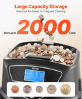 Coin Counter And Sorter With Intuitive Display, Fast 300 Coins Per Minute, 5 Coin Tubes And 5 Trays, showing large capacity