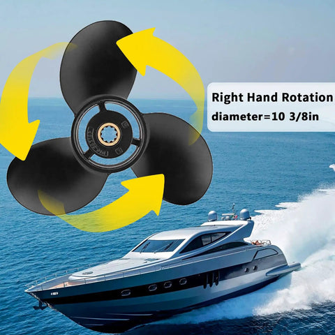 Mercury Outboard Propeller 10 Three Eighths Inch Diameter 13 Pitch 3 Blade Aluminum Right Hand Rotation 10 Spline OEM 48-19640A40 Upgrade For 9.9 15 18 20 25HP Motors Boats