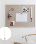 Top Shelf Long Thumb Tacks And Heavy Duty Push Pins, Flat Head Furniture Tacks For Sofa And Headboard Decor, Silver Finished Upholstery Nails Straight Up Diy Essential With Knockout Hold And Quick Install displayed on a bulletin board.
