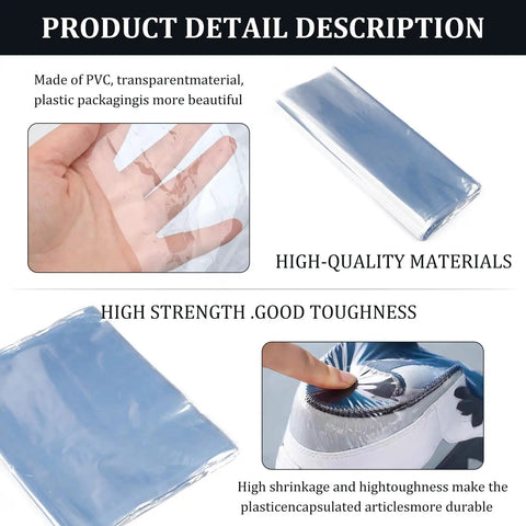 80 Pack Clear Pvc Heat Shrink Wrap Bags 10 By 16 Inches for durable packaging, showing material thickness and flexibility.